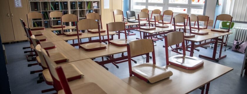 BERLIN, GERMANY - FEBRUARY 09: Empty school room stands at the GutsMuths elementary school during the coronavirus pandemic on February 09, 2021 in Berlin, Germany. Schools across Germany are currently closed for in-person classes as part of pandemic lockdown measures. State governments are mulling reopening schools at least partially, given infection numbers that have now been falling for approximately the last month.  (Photo by Maja Hitij/Getty Images)